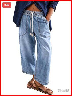 Wide Leg Jeans High Waist Boyfriend Denim Ankle Baggy Jeans with Pockets